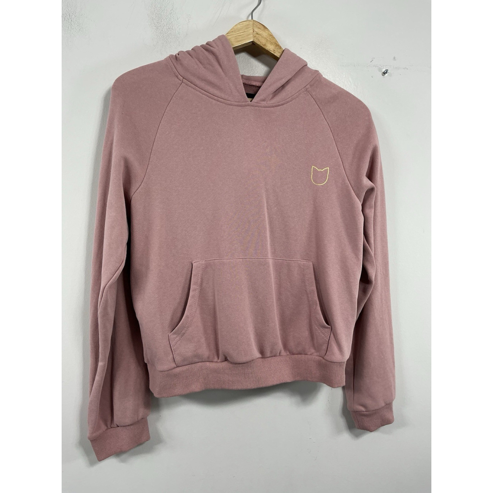 Womans Kittenish Long Sleeve Cropped Hoodie Small Pink Pockets